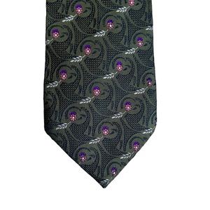 Gianni Versace Men’s Tie Green Floral Paisley Silk Formal Office Business Suit